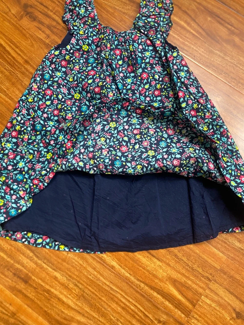 Gap Toddler Girls Navy Multicolor Floral Trapeze Dress Size 3T Coastal Girly